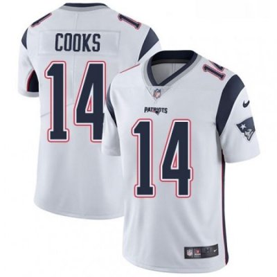 Mens Nike New England Patriots 14 Brandin Cooks White Vapor Untouchable Limited Player NFL Jersey