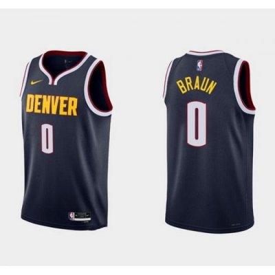 Men Denver Nuggets 0 Christian Braun 2022 Navy Icon Edition Stitched Jersey