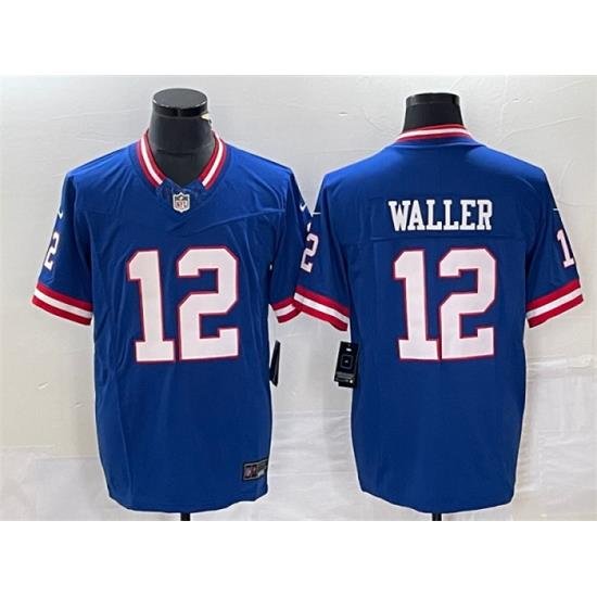 Men New York Giants 12 Darren Waller Blue Classic 2023 F U S E  Vapor Untouchable Limited Stitched Jersey