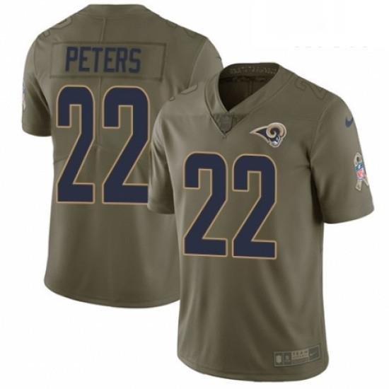 Men Nike Los Angeles Rams 22 Marcus Peters Limited Olive 2017 Salute to Service NFL Jersey