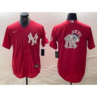 Men NeW York Yankees Big Logo Red Cool Base Stitched Baseball Jersey 4