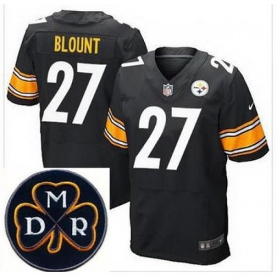 Men's Nike Pittsburgh Steelers #27 LeGarrette Blount Black Team Color NFL Elite MDR Dan Rooney Patch Jersey