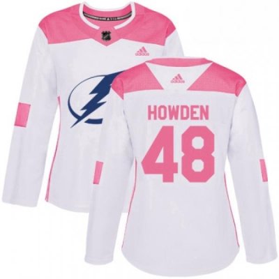 Womens Adidas Tampa Bay Lightning 48 Brett Howden Authentic WhitePink Fashion NHL Jersey