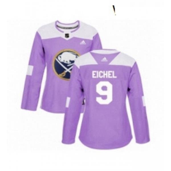 Womens Adidas Buffalo Sabres 9 Jack Eichel Authentic Purple Fights Cancer Practice NHL Jersey