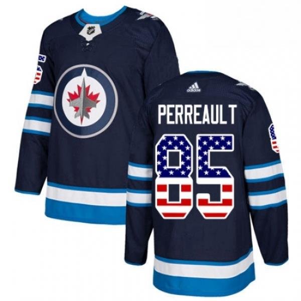 Youth Adidas Winnipeg Jets 85 Mathieu Perreault Authentic Navy Blue USA Flag Fashion NHL Jersey