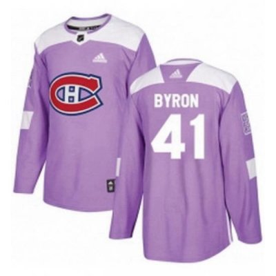 Mens Adidas Montreal Canadiens 41 Paul Byron Authentic Purple Fights Cancer Practice NHL Jersey