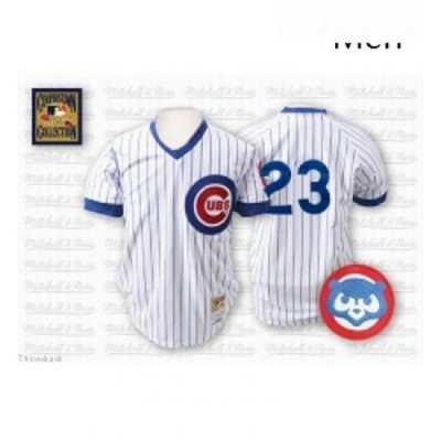 Mens Mitchell and Ness Chicago Cubs 23 Ryne Sandberg Authentic White Throwback MLB Jersey