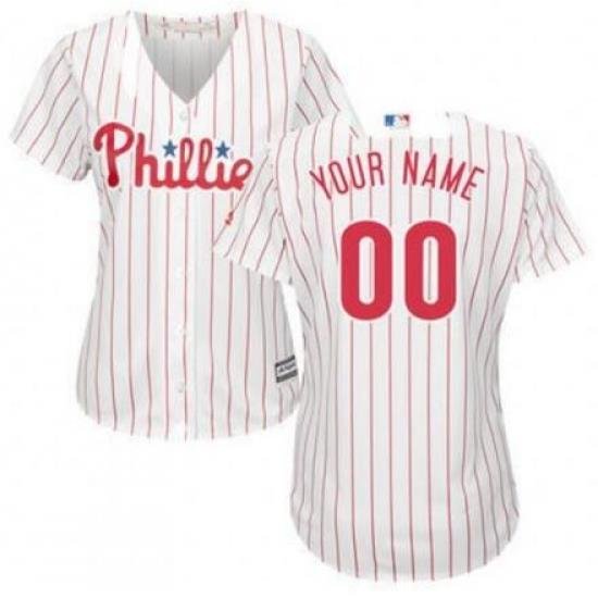 Men Women Youth All Size Philadelphia Phillies Cool Base Custom MLB Jersey White Red Strips