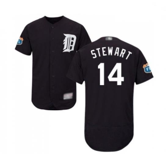 Mens Detroit Tigers 14 Christin Stewart Navy Blue Alternate Flex Base Authentic Collection Baseball Jersey