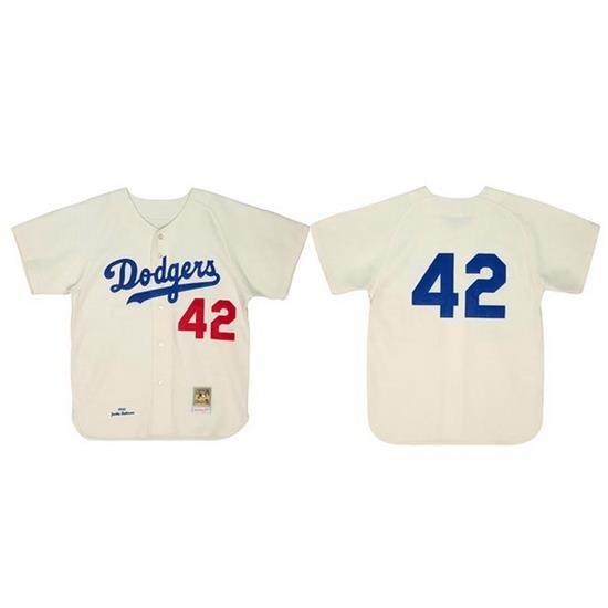 Men Los Angeles Dodgers 42 Jackie Robinson White 1955 Home Stitched Baseball Jersey