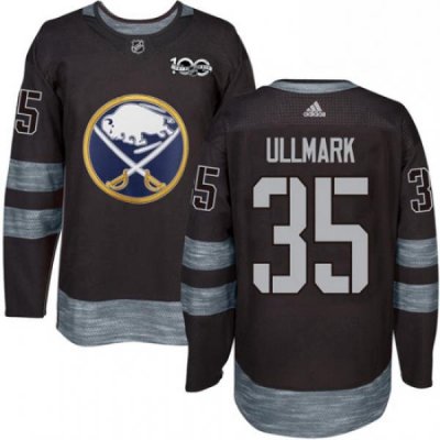 Mens Adidas Buffalo Sabres 35 Linus Ullmark Authentic Black 1917 2017 100th Anniversary NHL Jersey