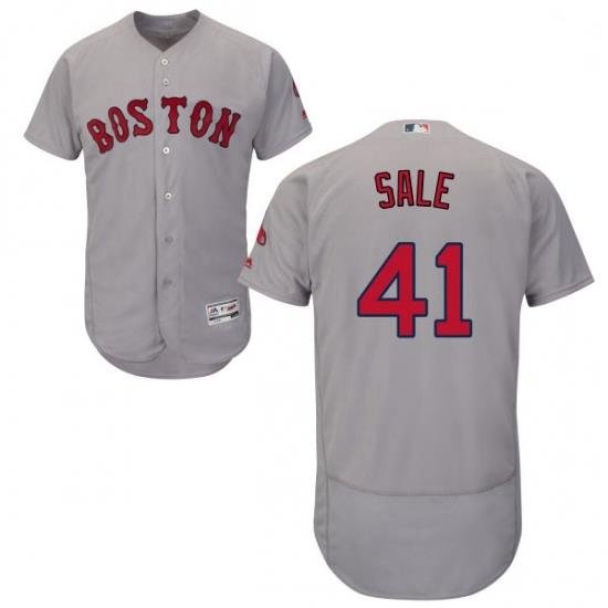 Mens Majestic Boston Red Sox 41 Chris Sale Grey Flexbase Authentic Collection MLB Jersey