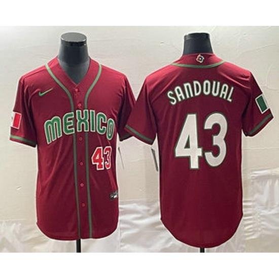 Men's Mexico Baseball #43 Patrick Sandoval Number 2023 Red World Classic Stitched Jersey1