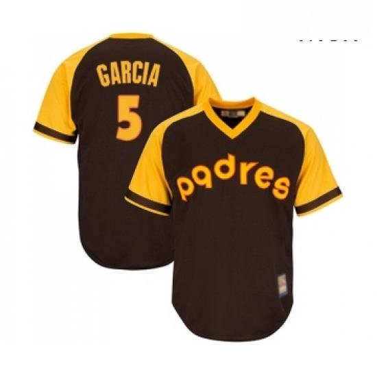 Mens San Diego Padres 5 Greg Garcia Replica Brown Alternate Cooperstown Cool Base Baseball Jersey