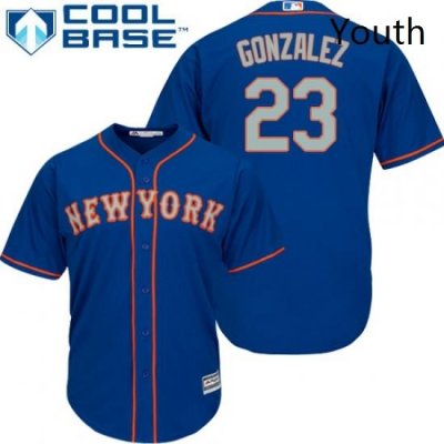 Youth Majestic New York Mets 23 Adrian Gonzalez Authentic Royal Blue Alternate Road Cool Base MLB Jersey