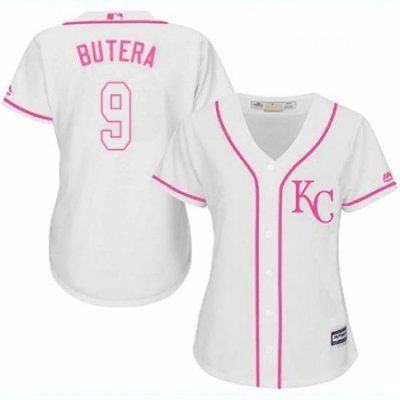 Womens Majestic Kansas City Royals 9 Drew Butera Replica White Fashion Cool Base MLB Jersey