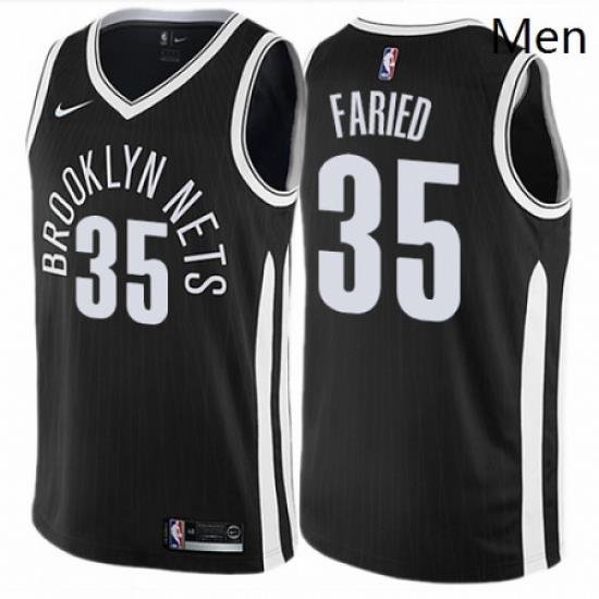 Mens Nike Brooklyn Nets 35 Kenneth Faried Swingman Black NBA Jersey City Edition