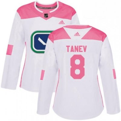 Womens Adidas Vancouver Canucks 8 Christopher Tanev Authentic WhitePink Fashion NHL Jersey