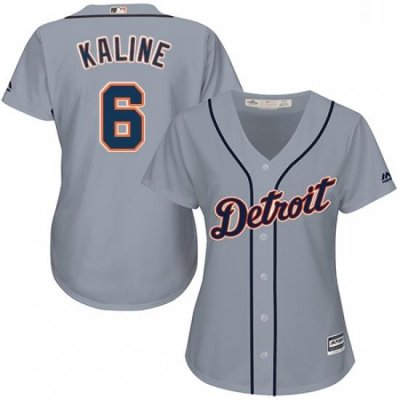 Womens Majestic Detroit Tigers 6 Al Kaline Authentic Grey Road Cool Base MLB Jersey