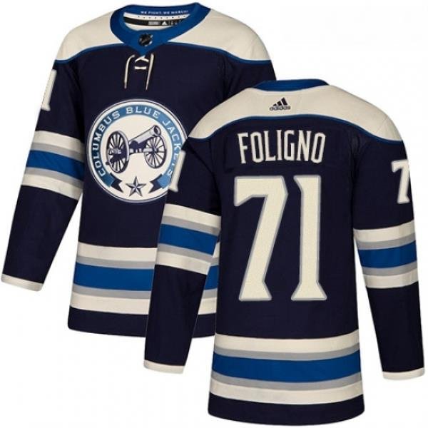 Youth Adidas Columbus Blue Jackets 71 Nick Foligno Authentic Navy Blue Alternate NHL Jersey