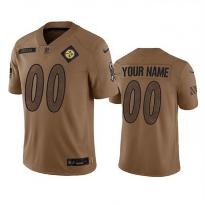 Men Women youth Pittsburgh Steelers Active Player Custom 2023 Brown Salute To Setvice Limited Stitched Football Jersey