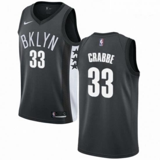 Mens Nike Brooklyn Nets 33 Allen Crabbe Authentic Gray NBA Jersey Statement Edition