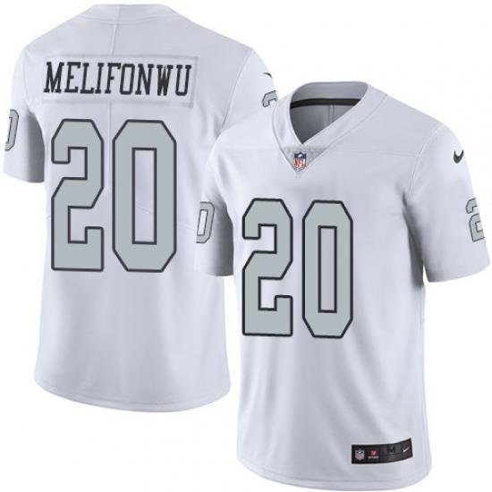 Nike Raiders #20 Obi Melifonwu White Mens Stitched NFL Limited Rush Jersey