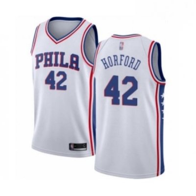 Mens Philadelphia 76ers 42 Al Horford Authentic White Basketball Jersey Association Edition