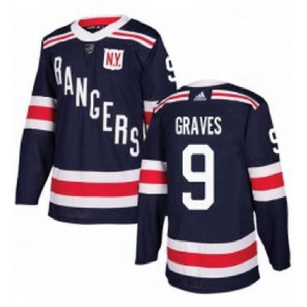 Mens Adidas New York Rangers 9 Adam Graves Authentic Navy Blue 2018 Winter Classic NHL Jersey