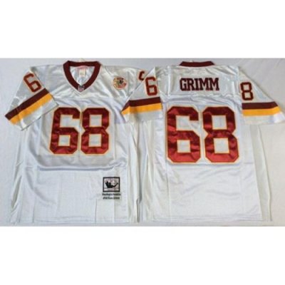 Mitchell&Ness Redskins 68 Russ Grimm White Throwback Stitched NFL Jersey