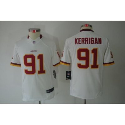 Youth Nike Washington Redskins 91# Kerrigan White Limited Jerseys