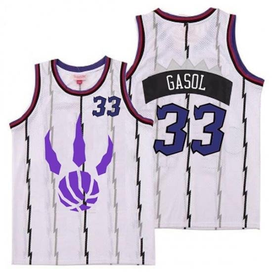 Raptors 33 Marc Gasol White Logo Retro Jersey 5