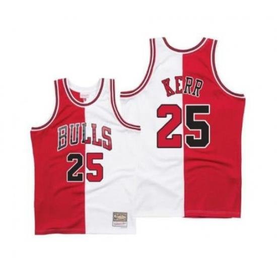 Men Chicago Bulls 25 Steve Kerr White Red Throwback Stitched Jerse