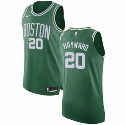 Mens Nike Boston Celtics 20 Gordon Hayward Authentic GreenWhite No Road NBA Jersey Icon Edition