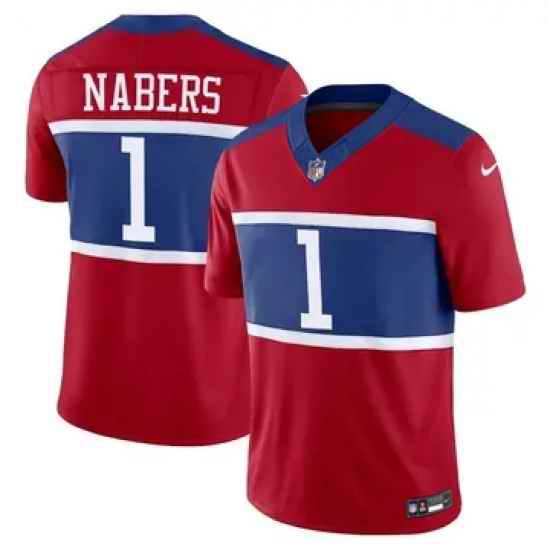 Youth Men New York Giants 1 Malik Nabers Red Vapor Untouchable Limited Stitched Jersey