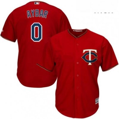 Mens Majestic Minnesota Twins 0 Erick Aybar Replica Scarlet Alternate Cool Base MLB Jersey