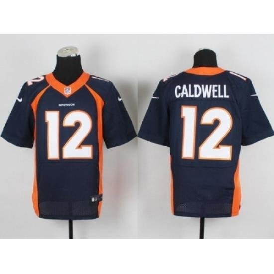 Nike Denver Broncos 12 Andre Caldwell Blue Elite NFL Jersey