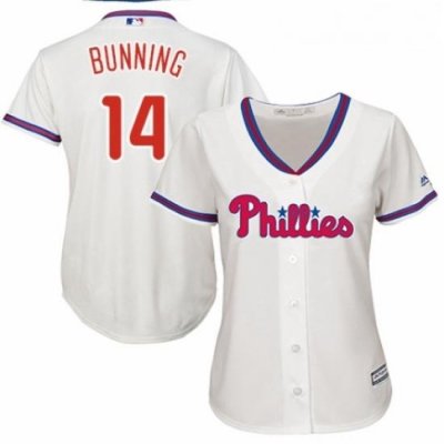 Womens Majestic Philadelphia Phillies 14 Jim Bunning Replica Cream Alternate Cool Base MLB Jersey