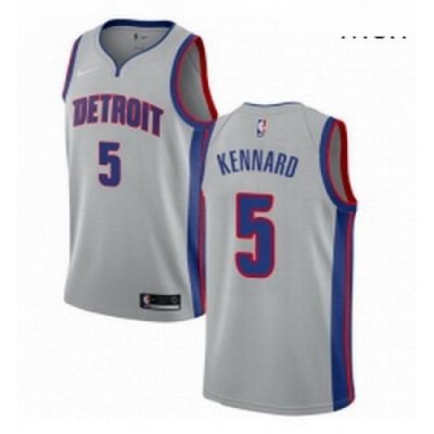 Mens Nike Detroit Pistons 5 Luke Kennard Swingman Silver NBA Jersey Statement Edition