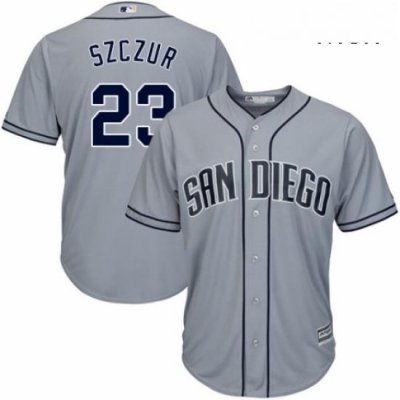 Mens Majestic San Diego Padres 23 Matt Szczur Replica Grey Road Cool Base MLB Jersey