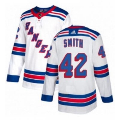 Mens Adidas New York Rangers 42 Brendan Smith Authentic White Away NHL Jersey