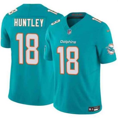 Men Miami Dolphins 18 Tyler Huntley Aqua 2024 F U S E Vapor Limited Stitched Football Jersey