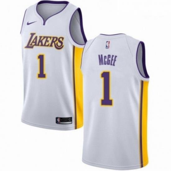 Mens Nike Los Angeles Lakers 1 JaVale McGee Swingman White NBA Jersey Association Edition