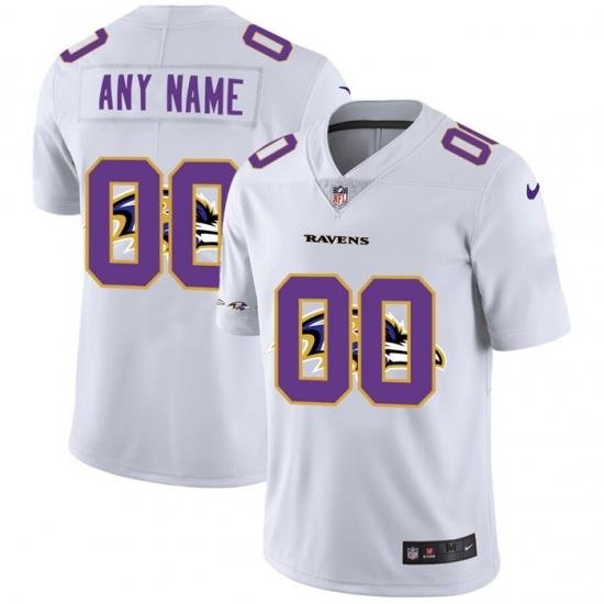 Men Women Youth Toddler Baltimore Ravens Custom White Men Nike Team Logo Dual Overlap Limited NFL Jersey