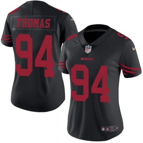 Nike 49ers #94 Solomon Thomas Black Womens Stitched NFL Limited Rush Jersey