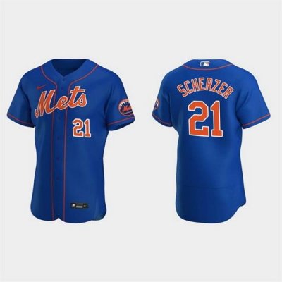 Men NeW York Mets 21 Max Scherzer Royal Flex Base Stitched jersey