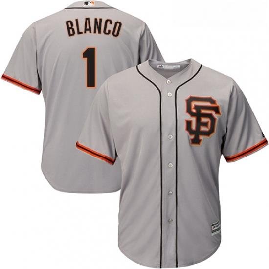 Youth Majestic San Francisco Giants 1 Gregor Blanco Replica Grey Road 2 Cool Base MLB Jersey