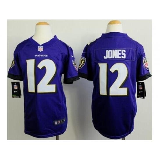 Youth Nike Baltimore Ravens #12 Jacoby Jones Purple Team Color Stitched NFL New Elite Jersey