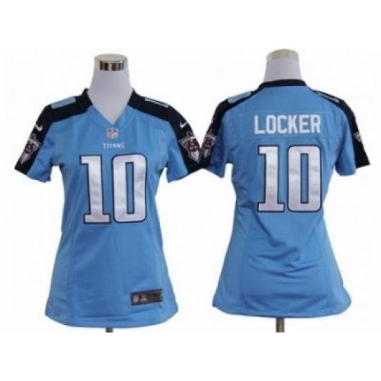 Nike Women NFL Tennessee Titans #10 Jake Locker Blue Jerseys