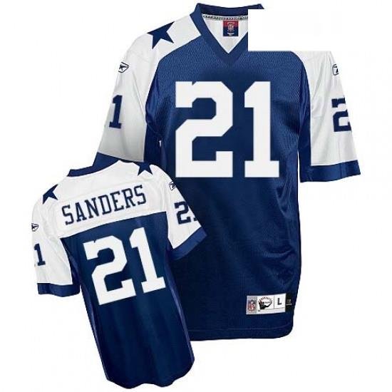 Reebok Dallas Cowboys 21 Deion Sanders Navy Blue Thanksgiving Premier EQT Throwback NFL Jersey